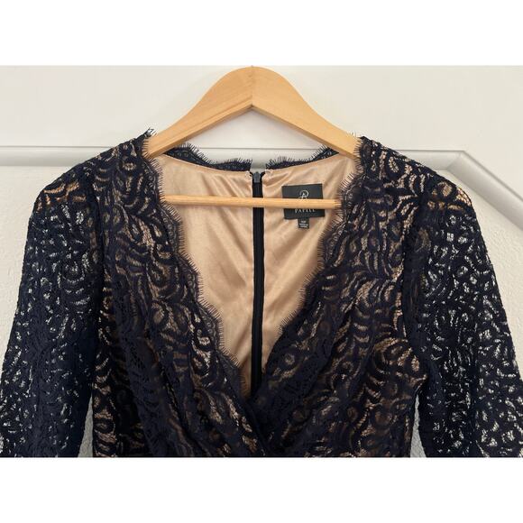 NWT Adriana Papell Black Lace Midi Floral Dress Womens 10P Party Holiday Wedding - Picture 4 of 16